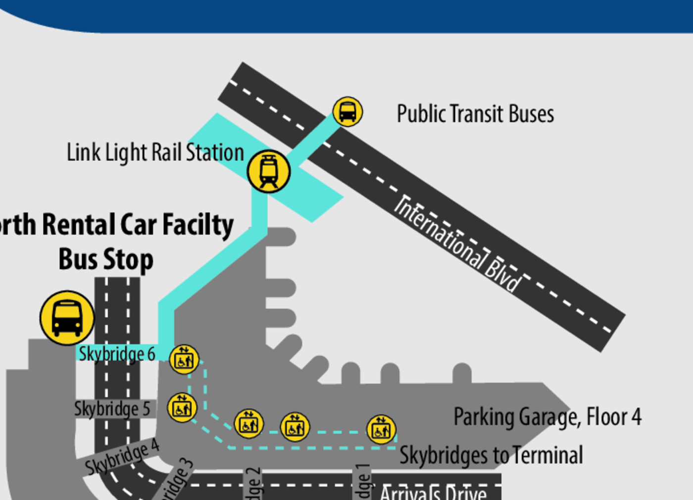 SeaTac shuttle terminal map --- Islands 1 and 16